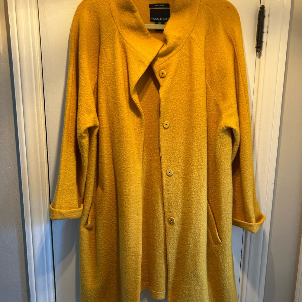 Jacket, Cape, Lightweight, Yellow, Wool, - image 3
